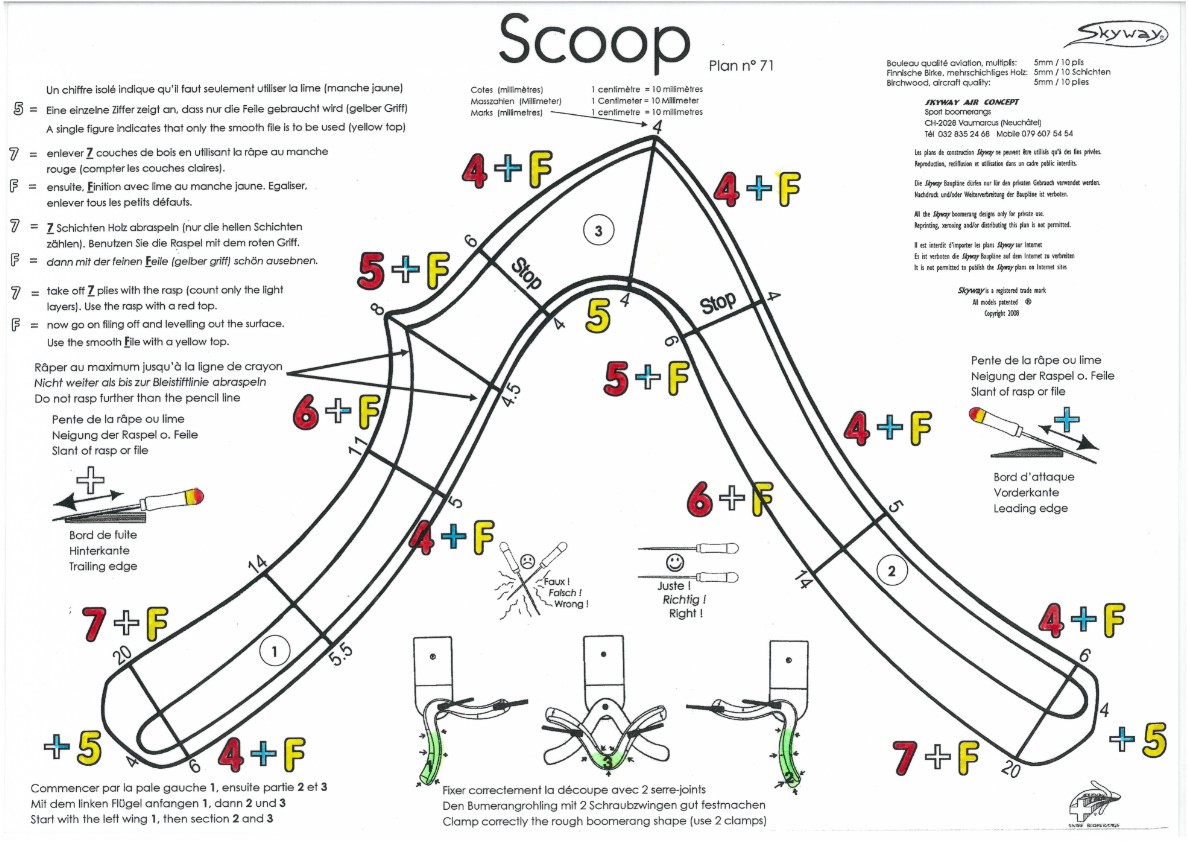 Plan boomerang Skyway modèle Scoop medium en 5mm -10 couches Plan boomerang Skyway modèle Scoop medium en 5mm -10 couches